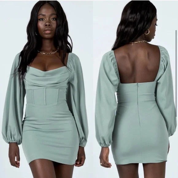 Princess Polly Lillie Long Sleeve Corset Style Blue Sage
Mini Dress - Picture 3 of 12